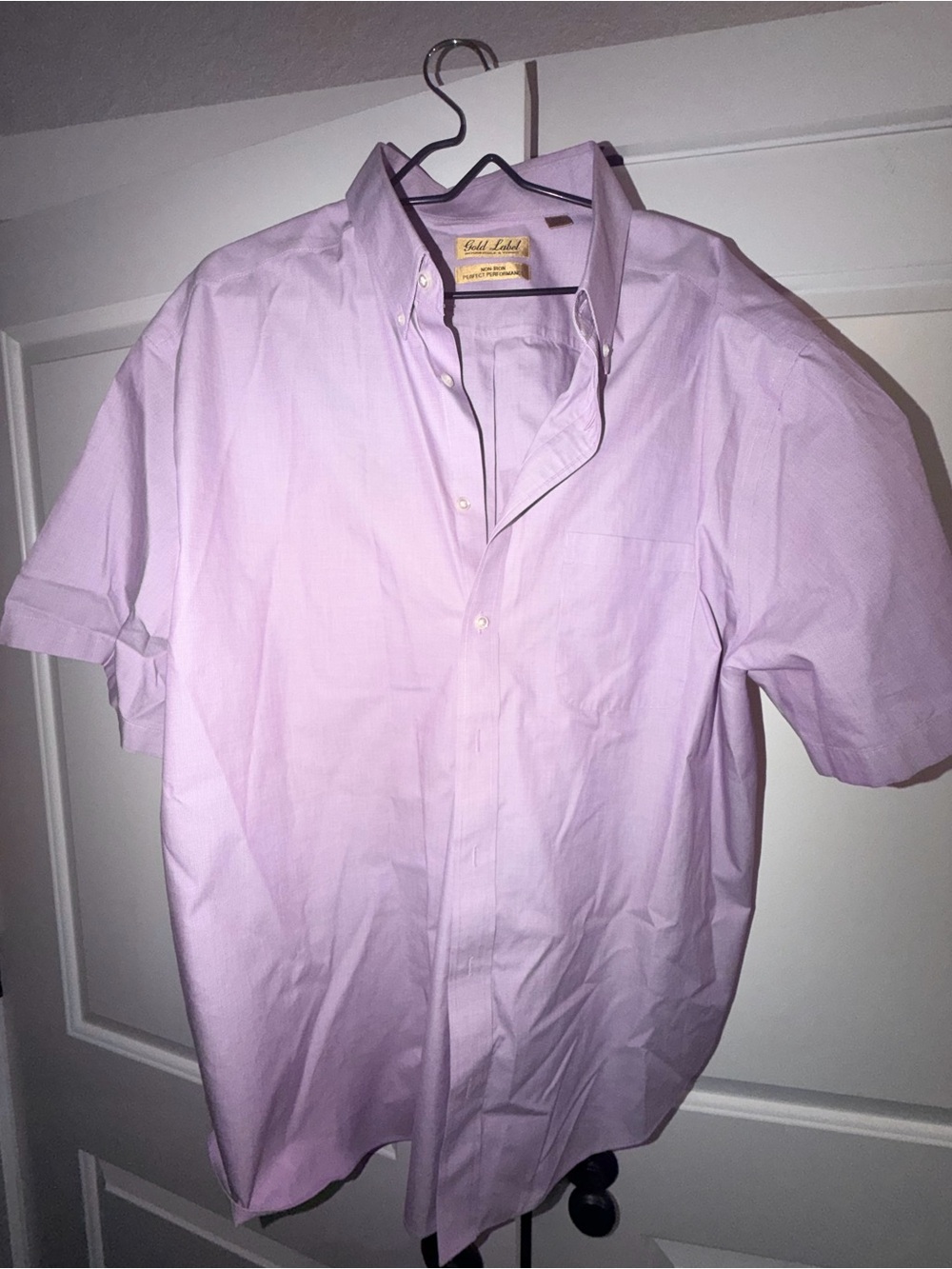 Roundtree & Yorke Lavender Short-Sleeve Button-Down Shirt